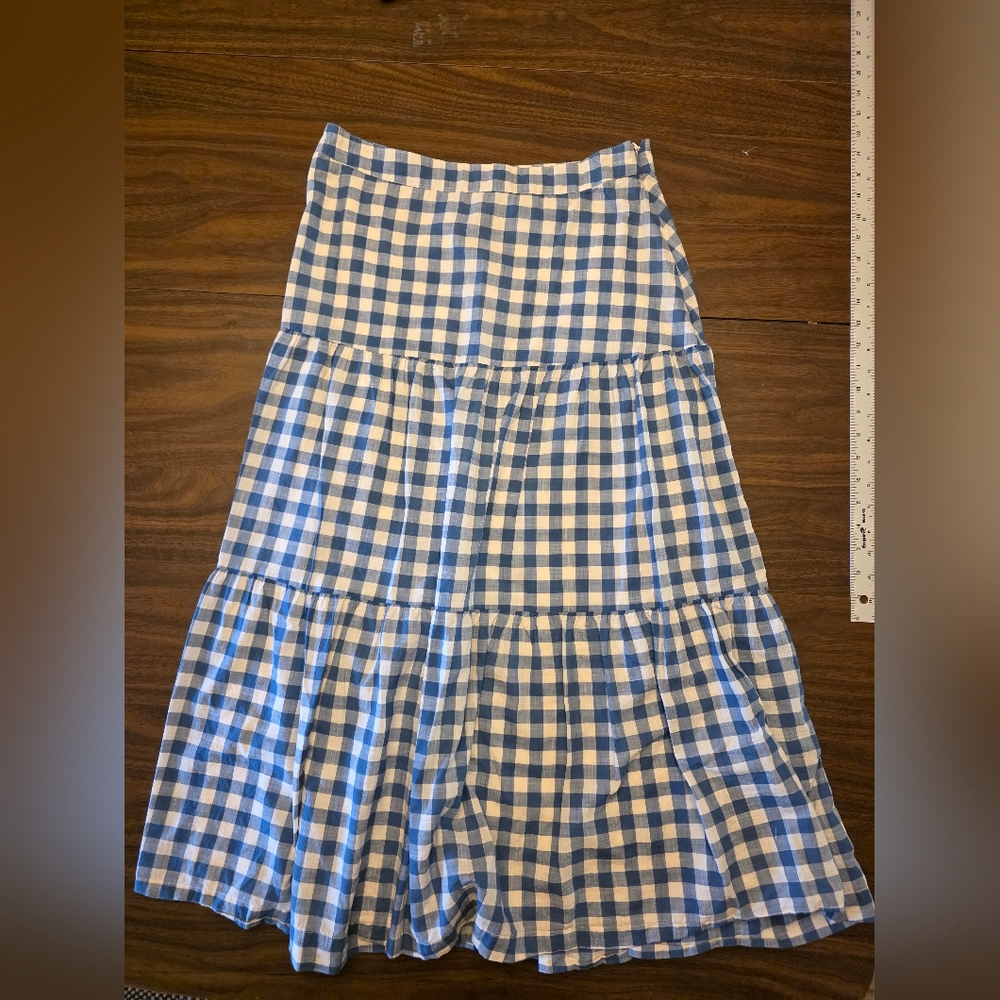 Size 10 GAP GINGHAM SKIRT IN BLUE & WHITE Sk002